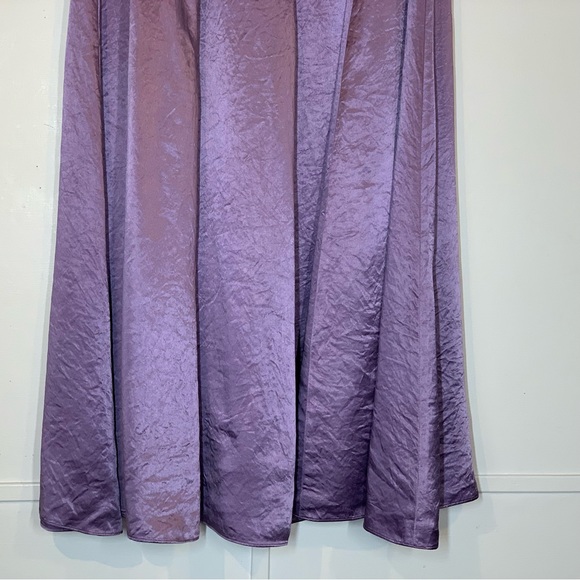 VINCE Satin-Effect Draped MIDI Skirt in Lavender - Picture 8 of 12